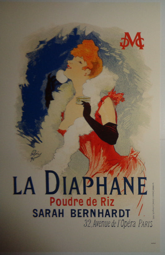 La Diaphane Poudre de Riz Sarah Bernhardt Window card Poster