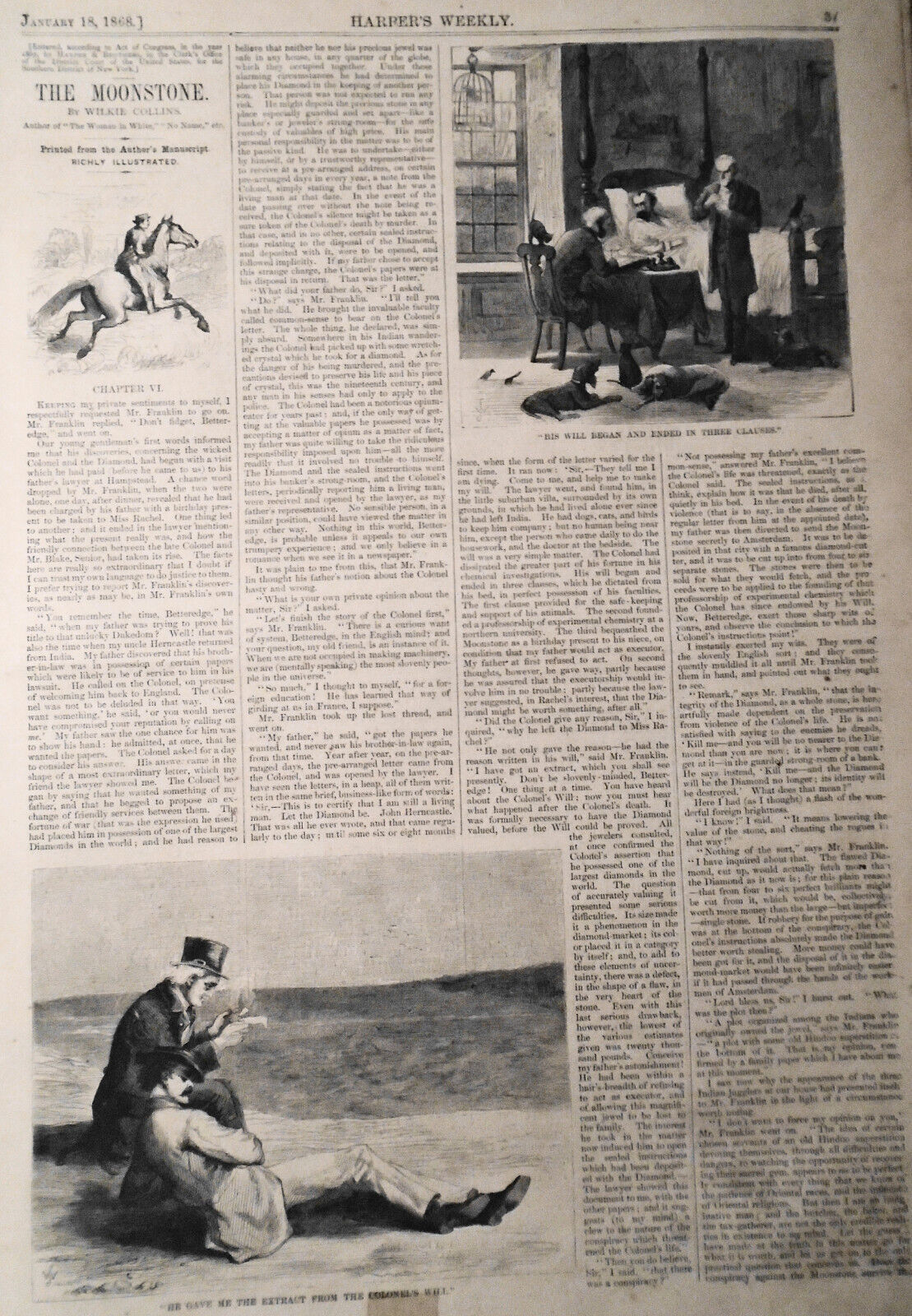 Harper's Weekly Jan 18, 1868 - Original - Clerkenwell Prison Explosion; Icebergs