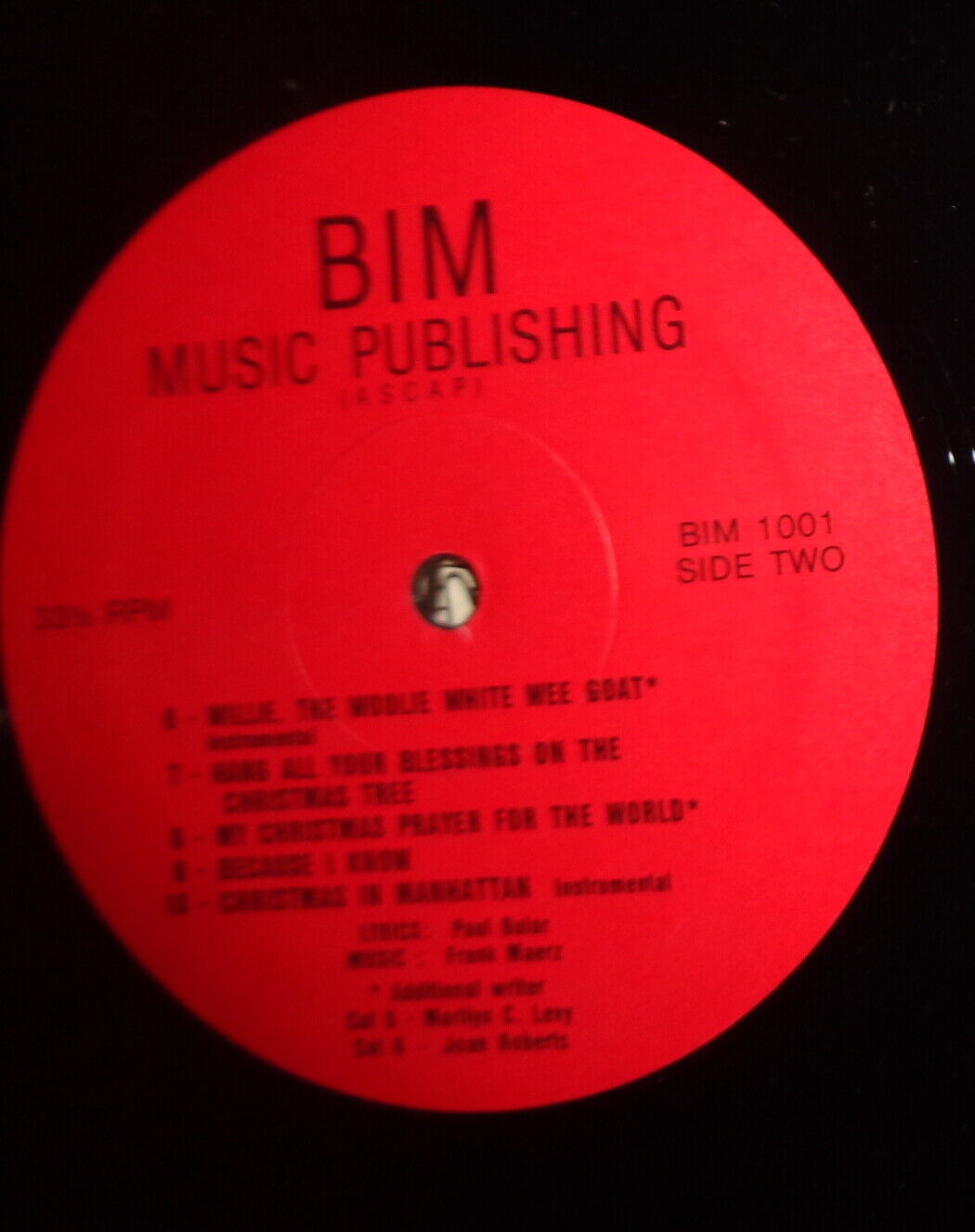Original Christmas Songs LP - Paul Buiar (lyrics); Frank Maerz (music). BIM Musi