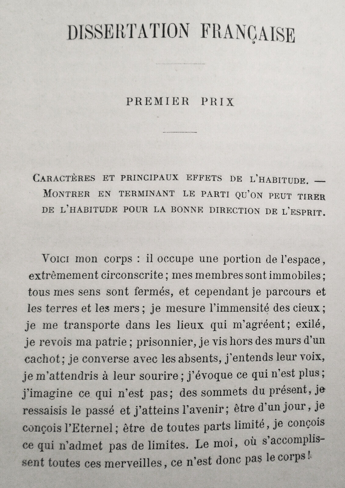 Dissertation... premier prix. Caracteres et principaux effets de l'habitude 1868