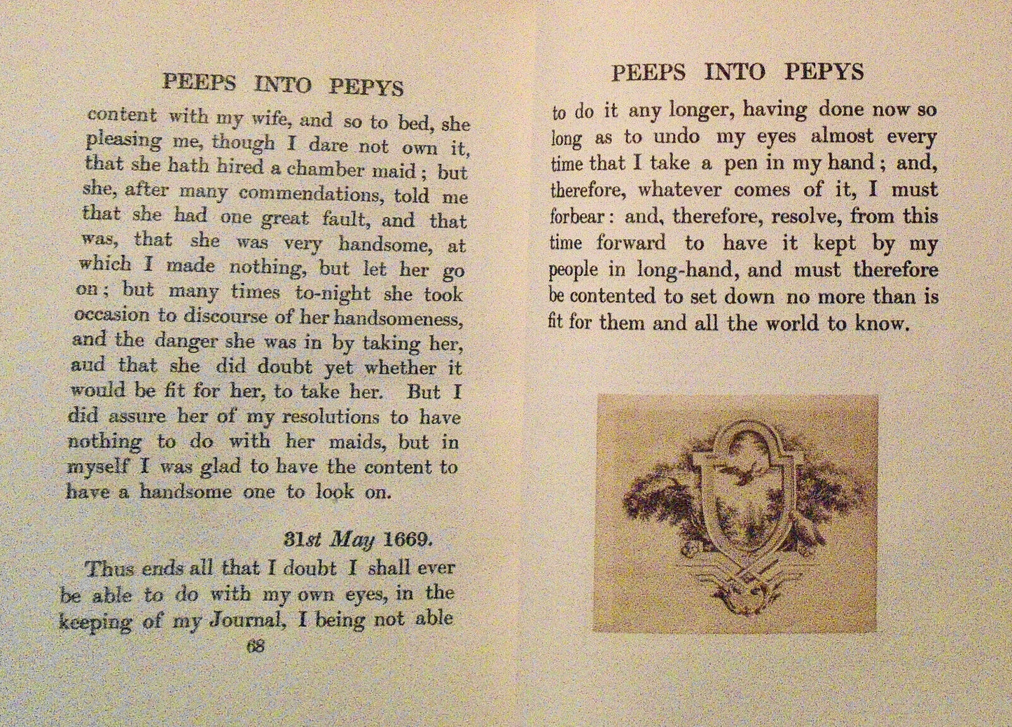 Peeps into Pepys, by Samuel Pepys. 1913 - with 6 tipped-in duo-tone engravings