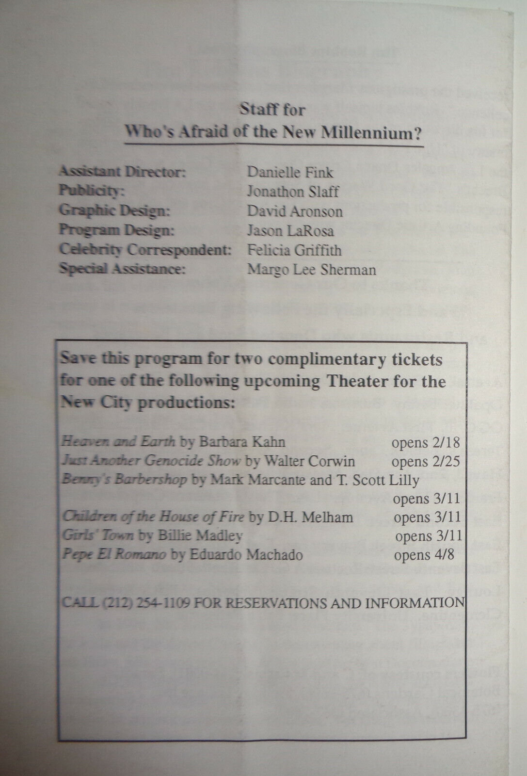 WHO'S AFRAID OF THE NEW MILLENNIUM? EVENING WITH EDWARD ALBEE, TIM ROBBINS  1999