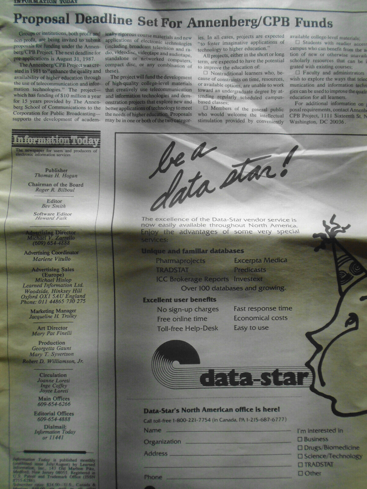 Information Today, July/Aug 1987 - for users of Electronic Information services