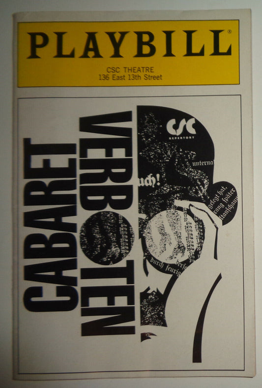 CABARET VERBOTEN - PLAYBILL - OCTOBER 1991 NEW YORK: CSC THEATRE
