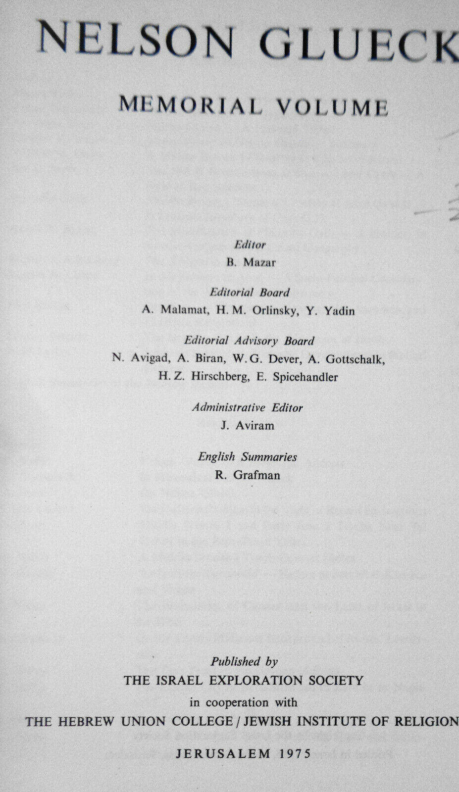 Eretz-Israel Volume 12: Nelson Glueck Memorial. 1975 Archaeological.. Hardcover
