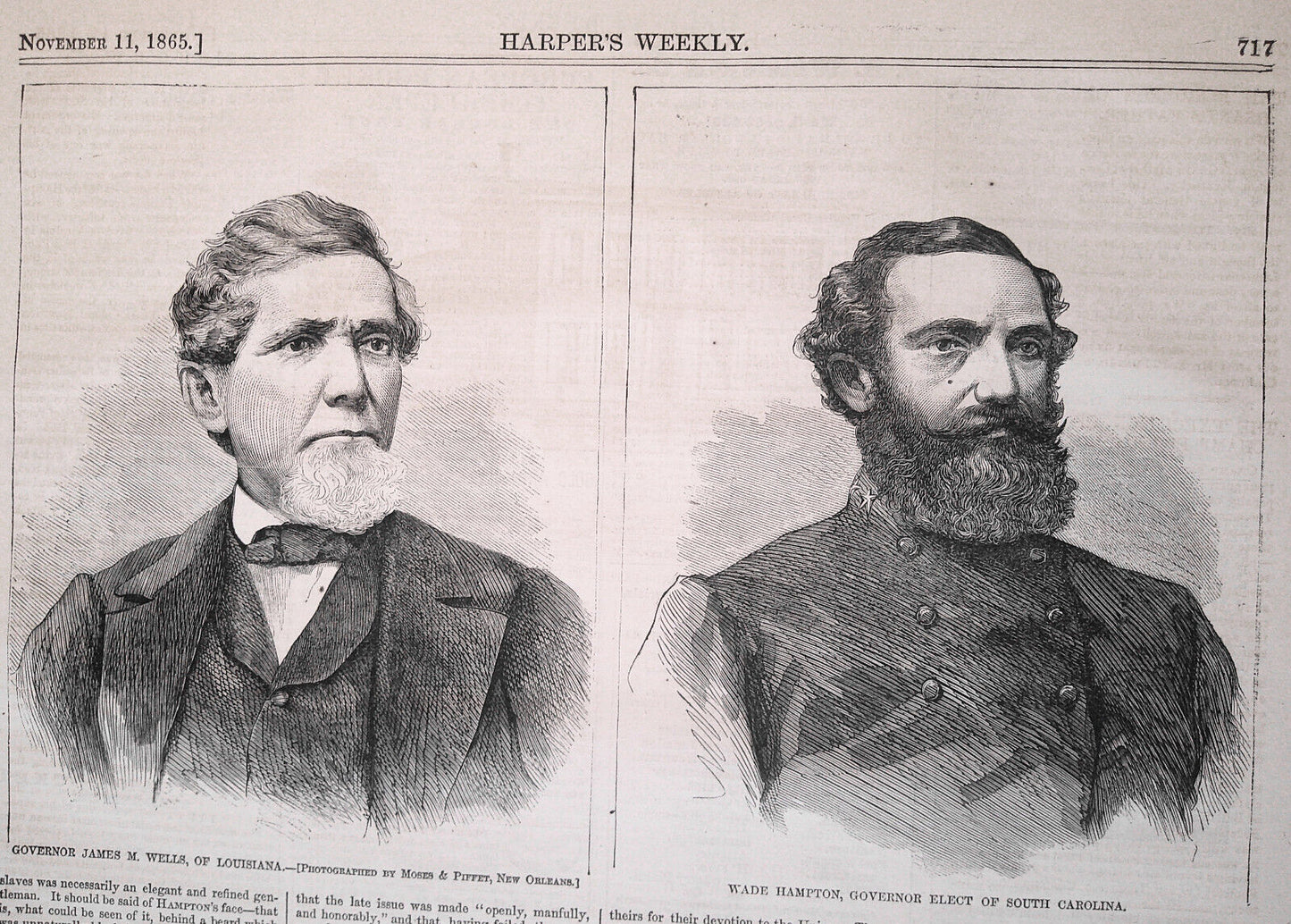 Governor Wells and Louisiana Politics + Wade Hampton of South Carolina - HW 1865