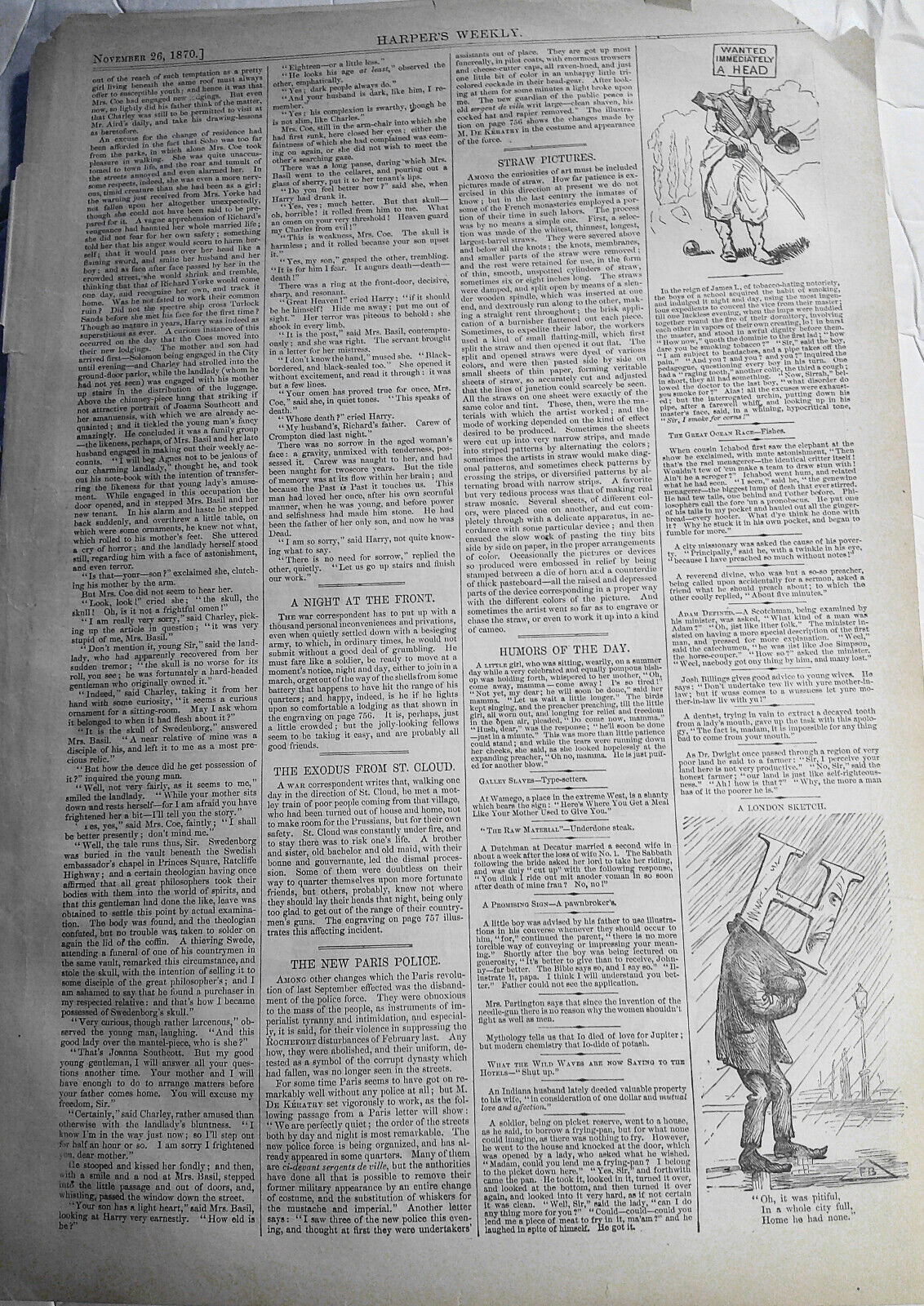 The Palace Of Versailles. Harper's Weekly, November 26, 1870. Original print