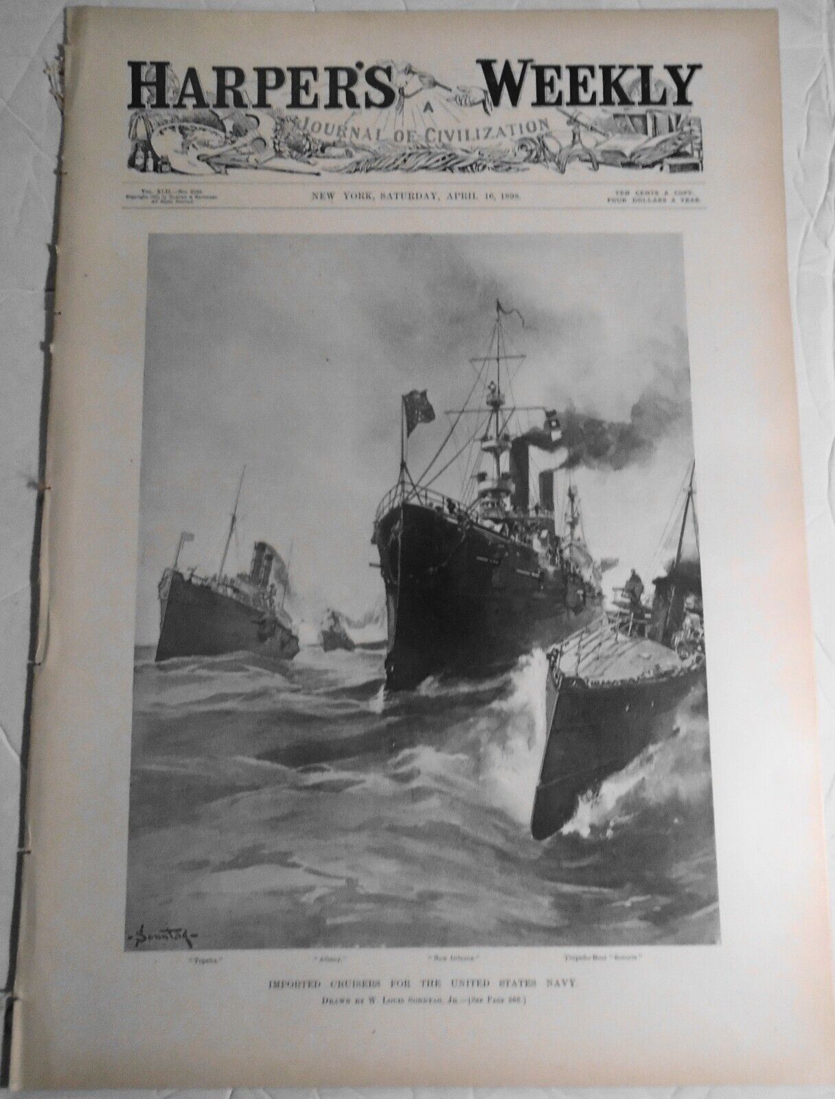 Harper's Weekly, April 16 1898 -  Navy cruisers & yachts; Spain's Naval strength