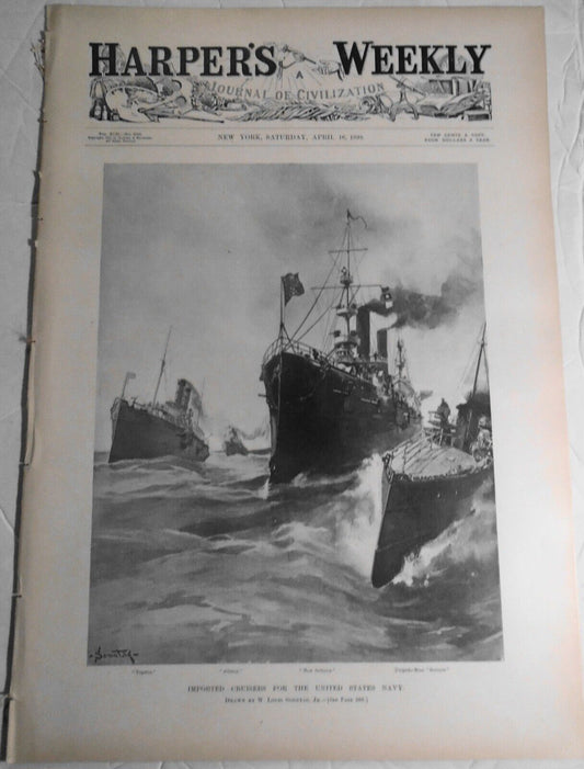 Harper's Weekly, April 16 1898 -  Navy cruisers & yachts; Spain's Naval strength