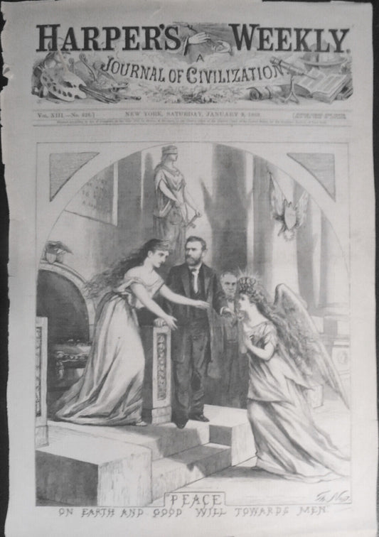 Peace on Earth and good will towards Men, by Thomas Nast - Harper's Weekly 1869