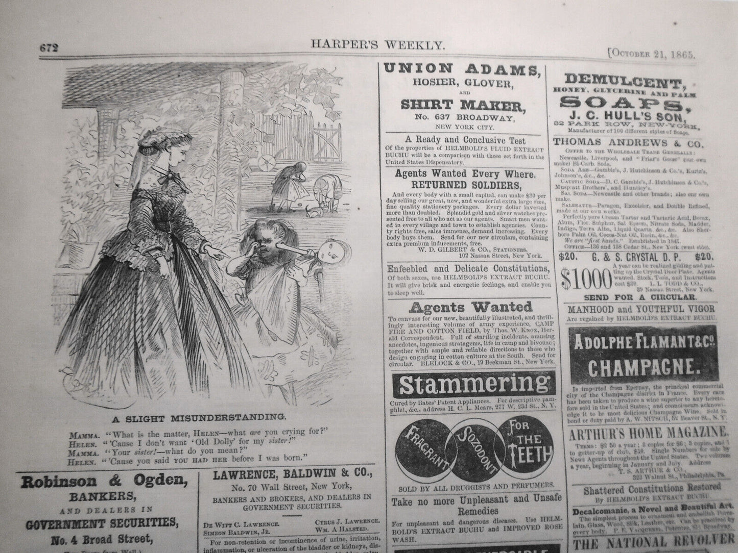 A Slight Misunderstanding, original cartoon in Harper's Weekly October 21, 1865