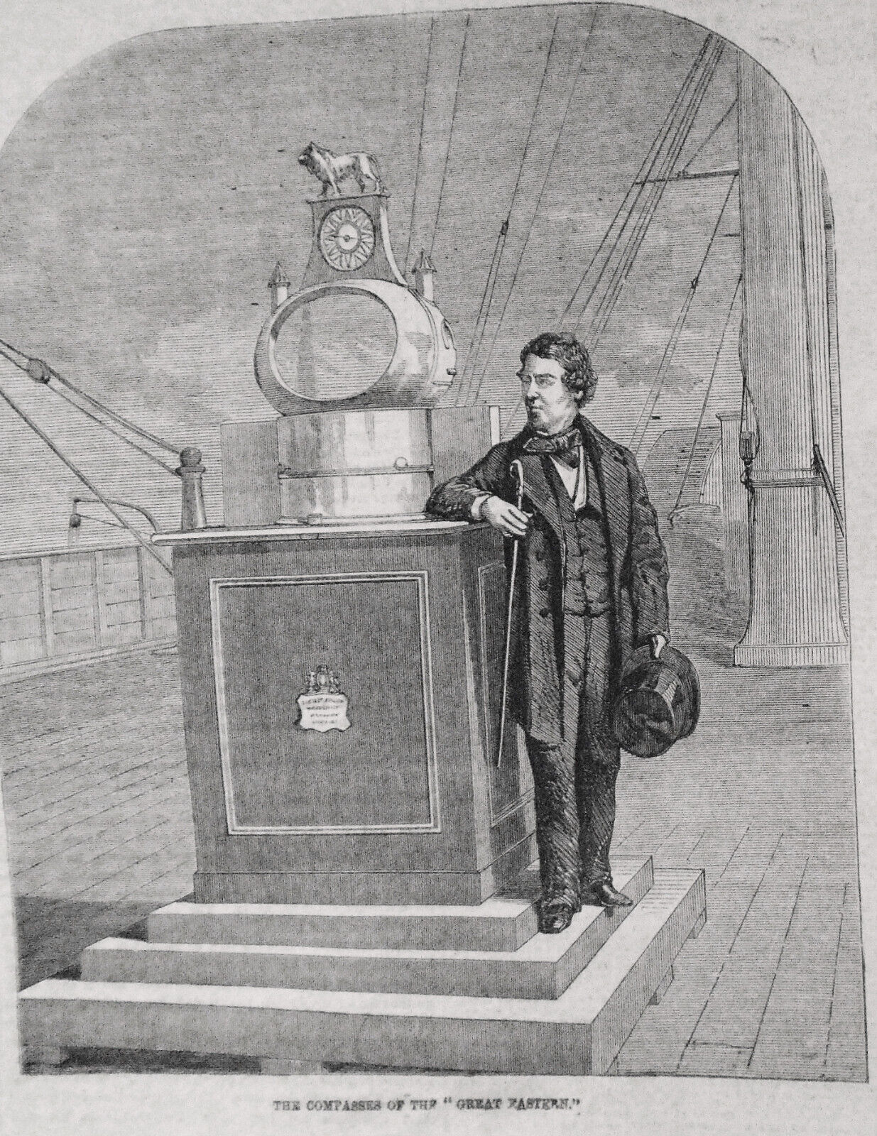 1859 Compasses Of The "Great Eastern"; Hoisting Blue Peter; Panels... 3 prints