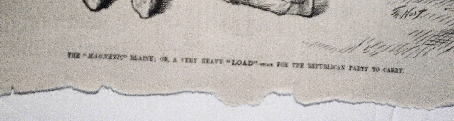 The "magnetic" Blaine; or, a very heavy "load", by Nast - Harper's Weekly, 1880