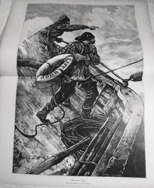 "Mann Uber Bord!", by F. W. Burton --  1884 - 22 x 16 inches