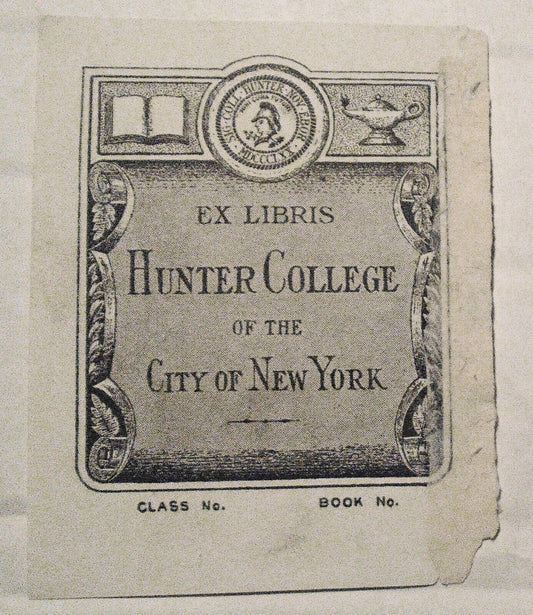 Hunter College, of the City Of New York Ex Libris Bookplate