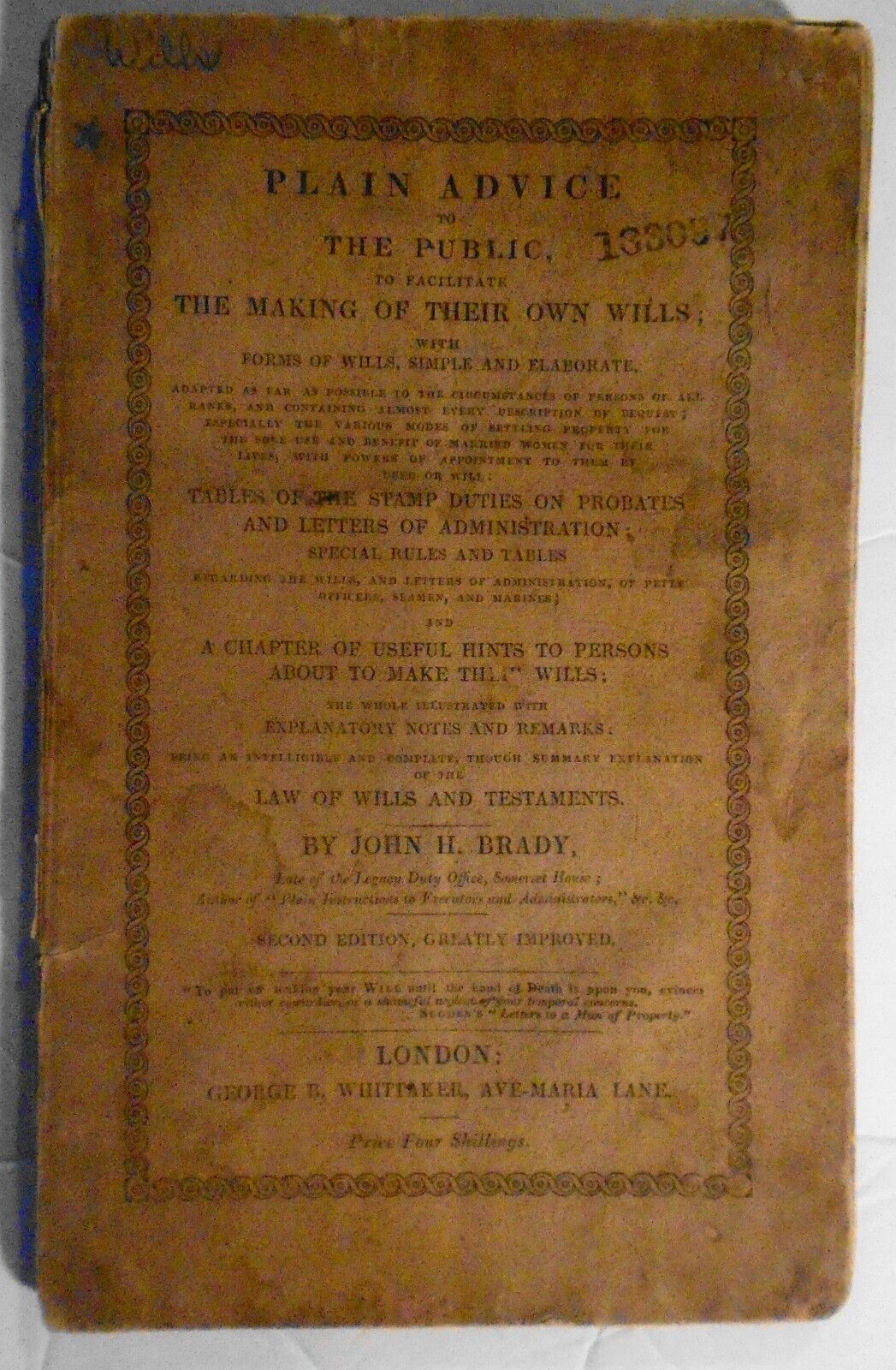 1828 Plain advice to the public, to facilitate making of their own wills - Brady