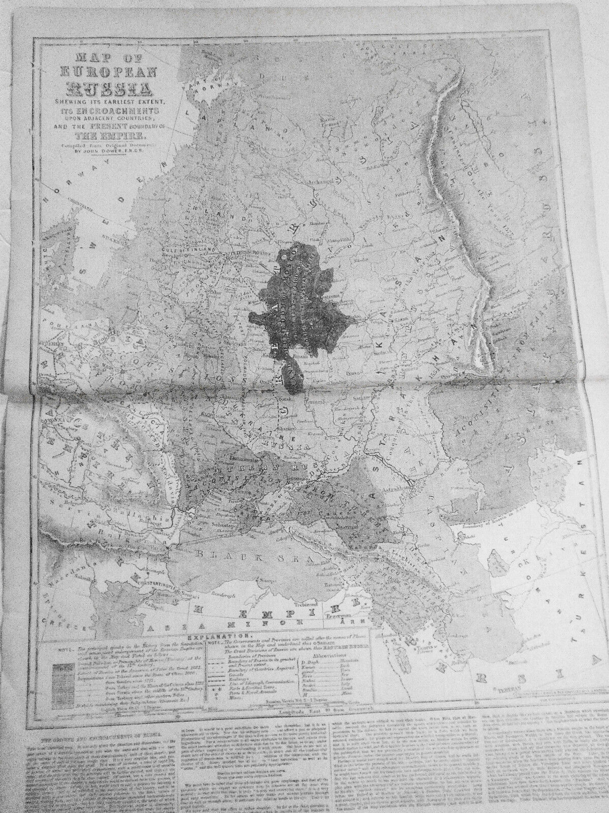Map of European Russia Shewing Its Earliest Extent, its Encroachments... 1855