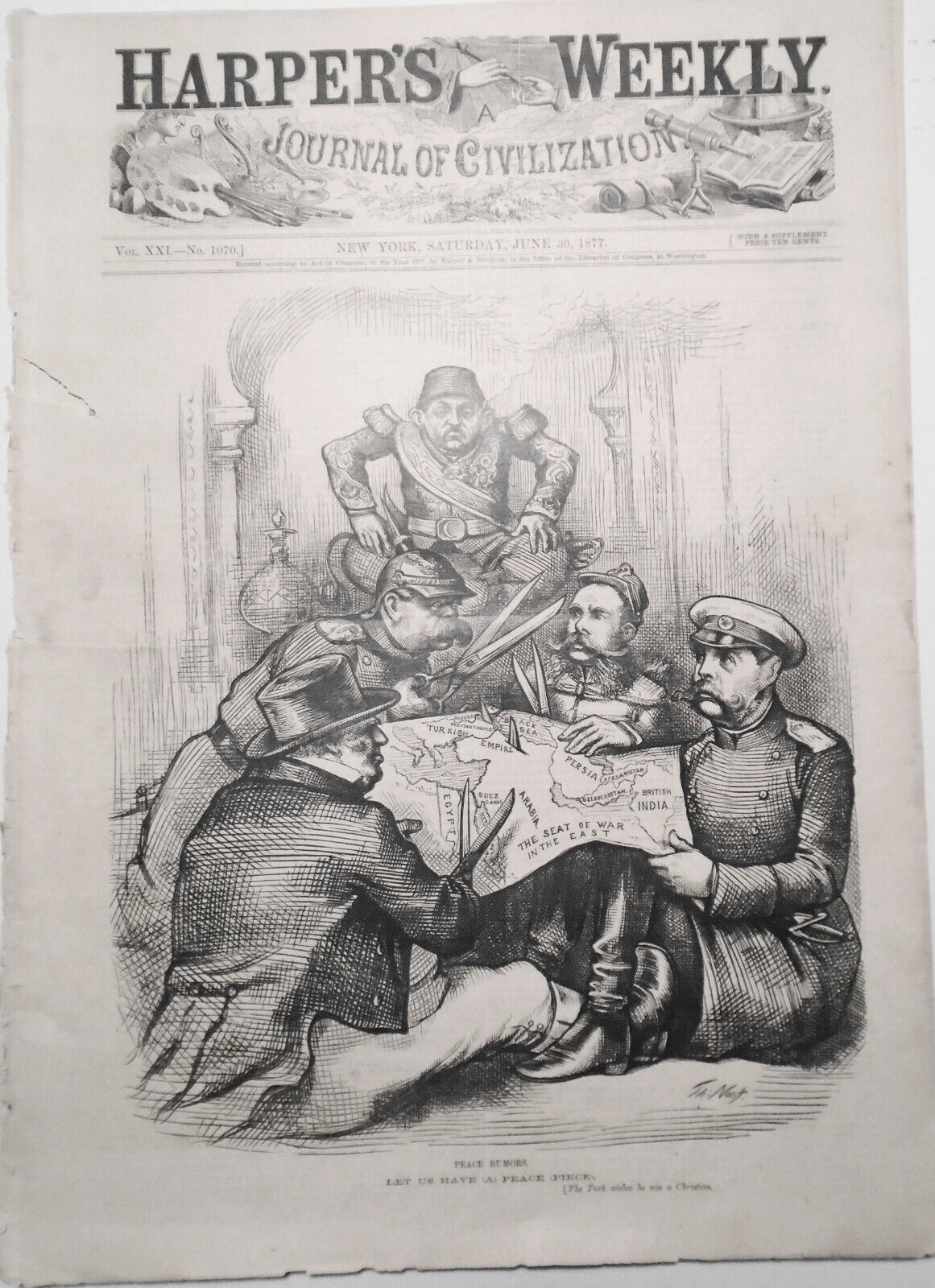 Harper's Weekly - Original Complete Issue June 30, 1877. Russia Turk War, Masons