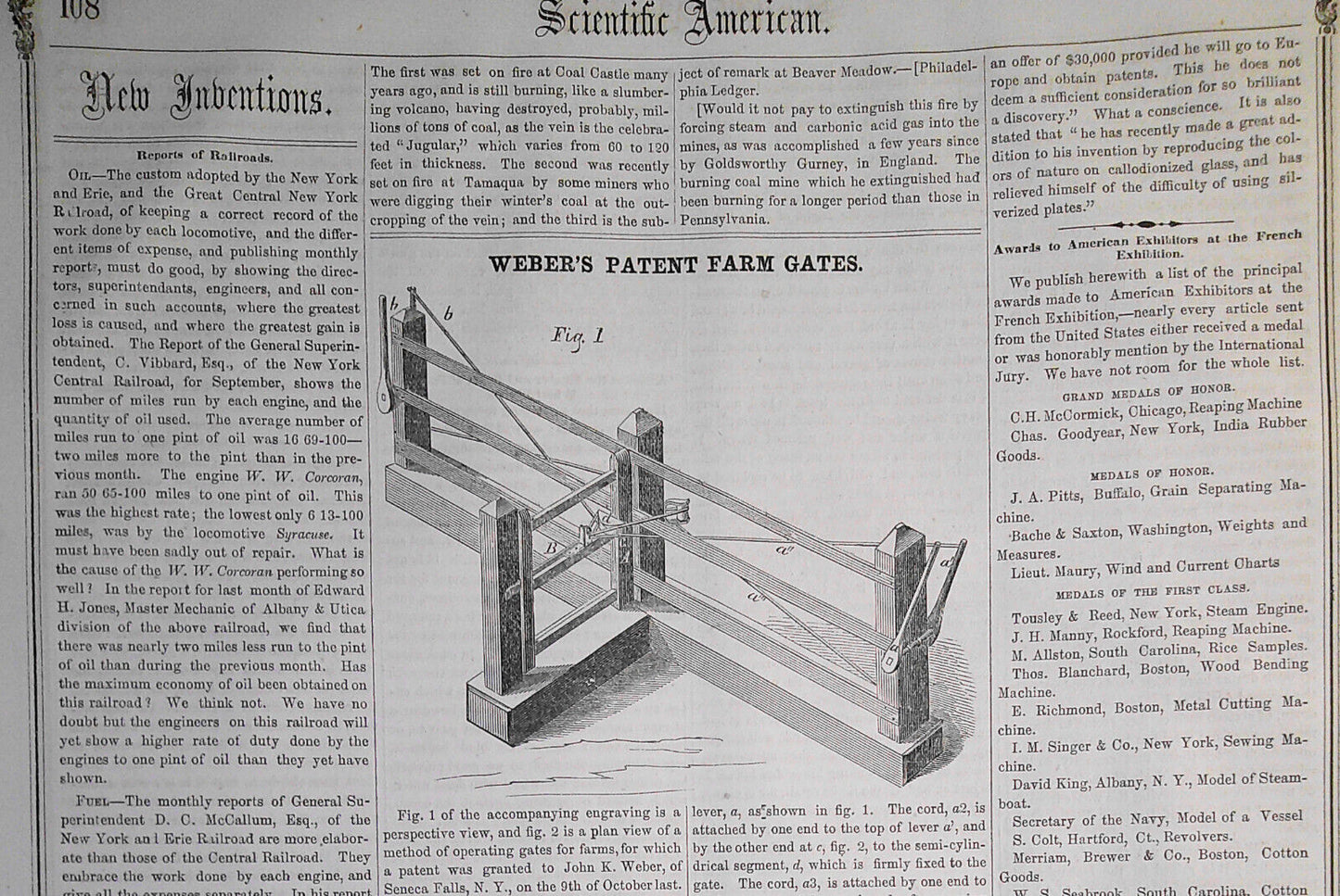 Scientific American, December 15, 1855. Drilling and Boring Machine, etc