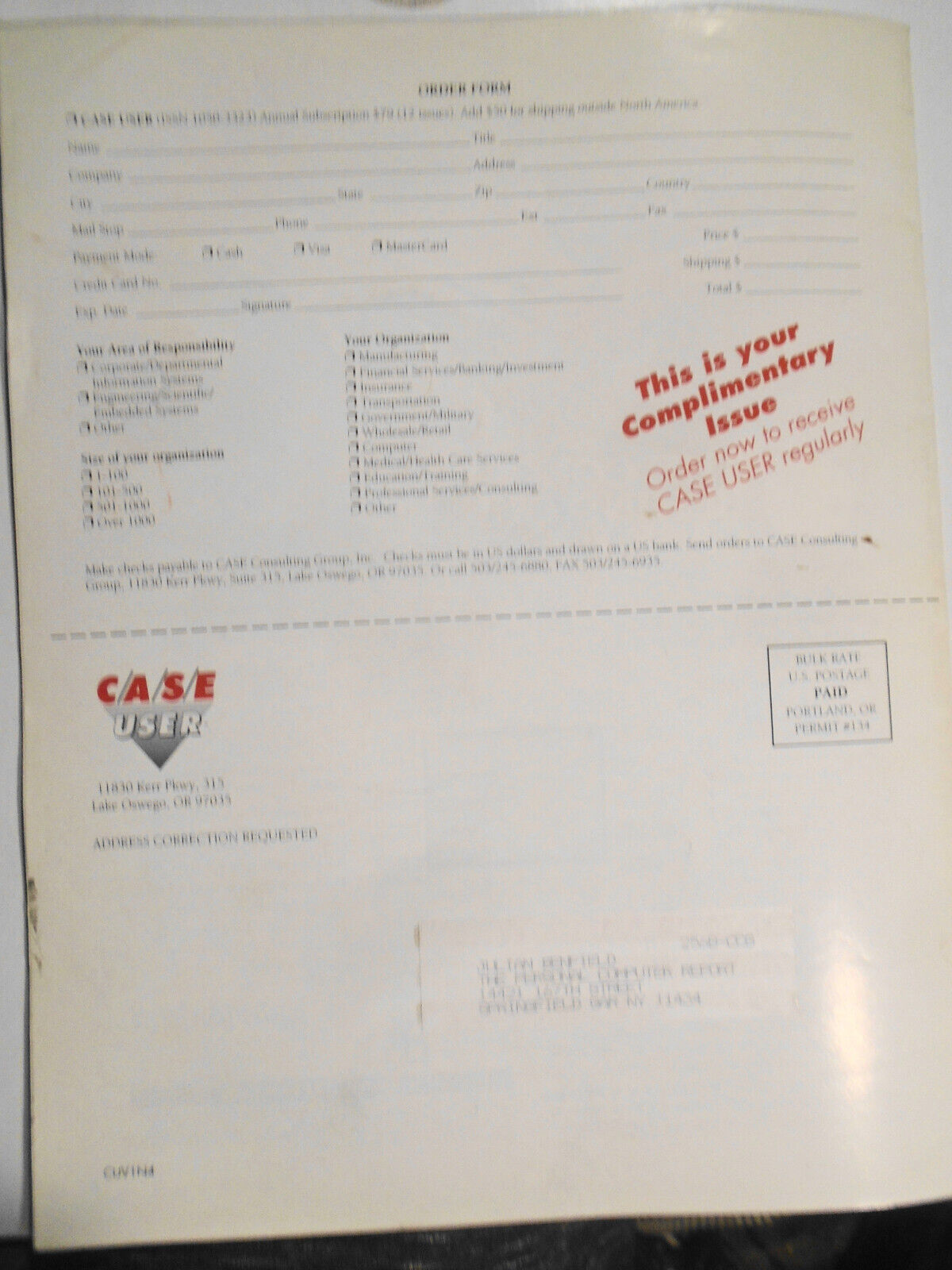 CASE User, October 1990 - Newsletter for Software Practitioners