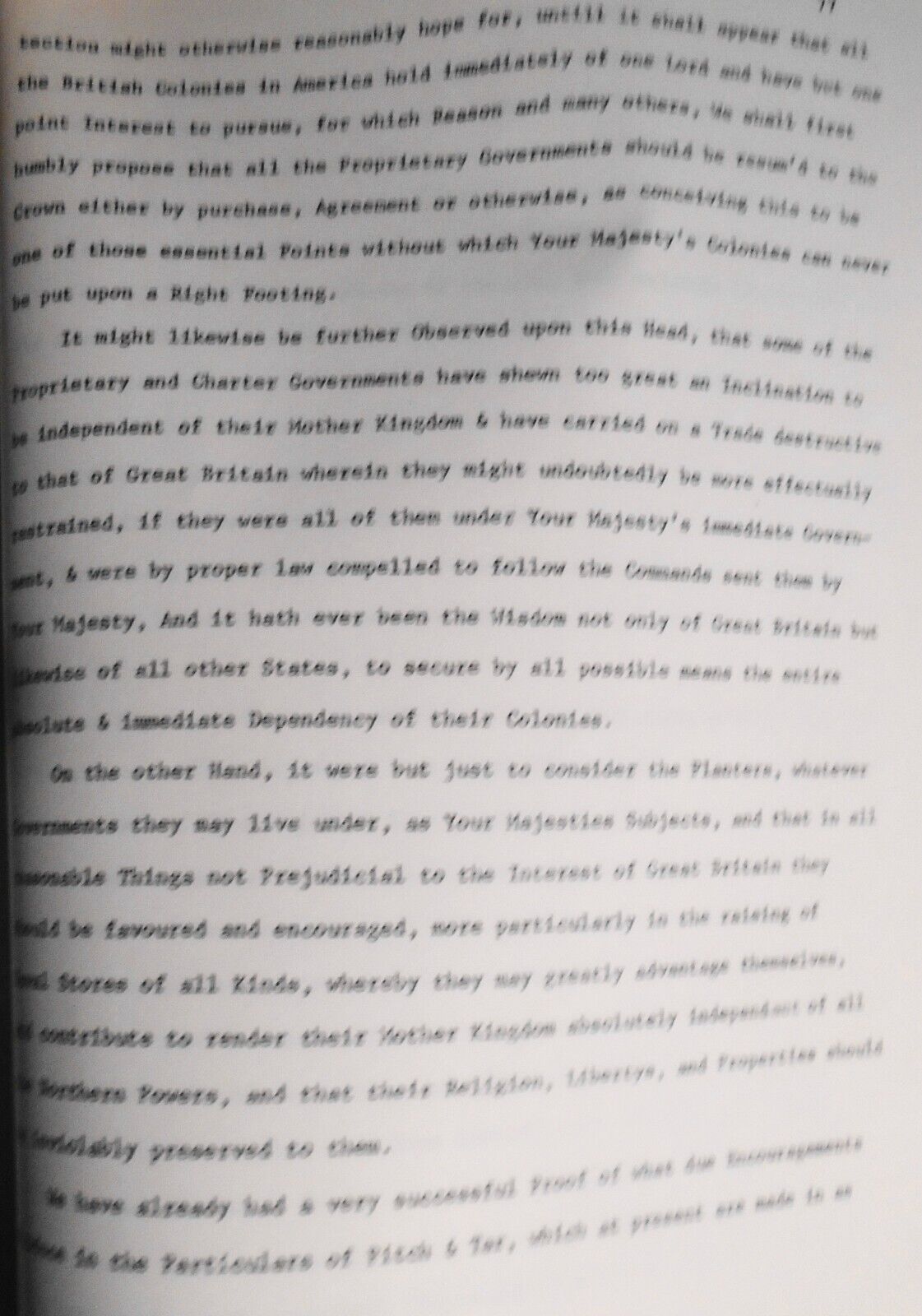 State of Your Majesty's Plantations on the Continent North America 1721 - TYPED