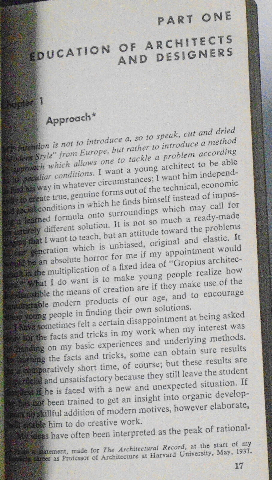 Scope Of Total Architecture, by Walter Gropius - 1st printing PB 1962