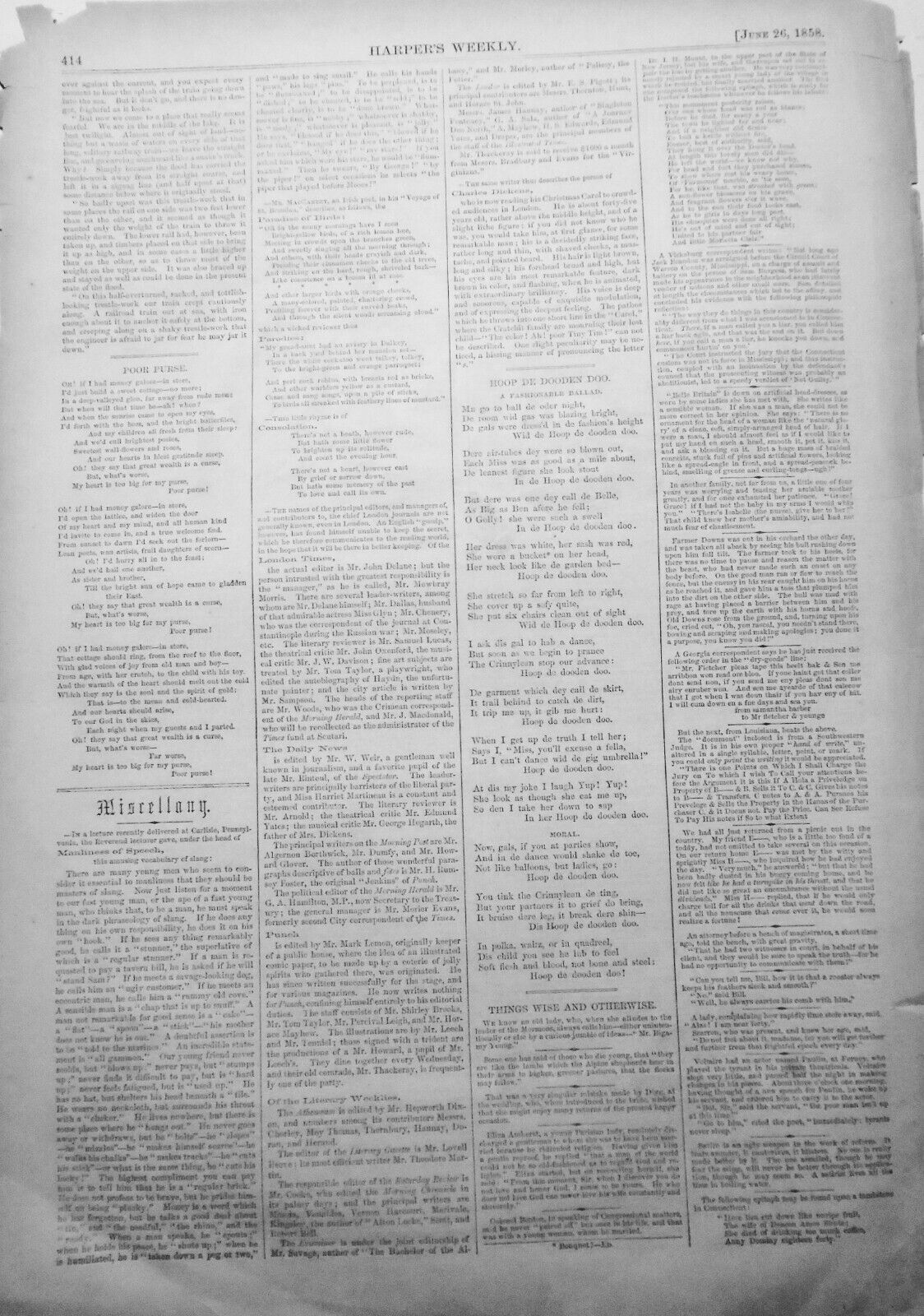 The Great Flood : Cairo, Illinois & Wabash Valley  Harper's Weekly June 26, 1858