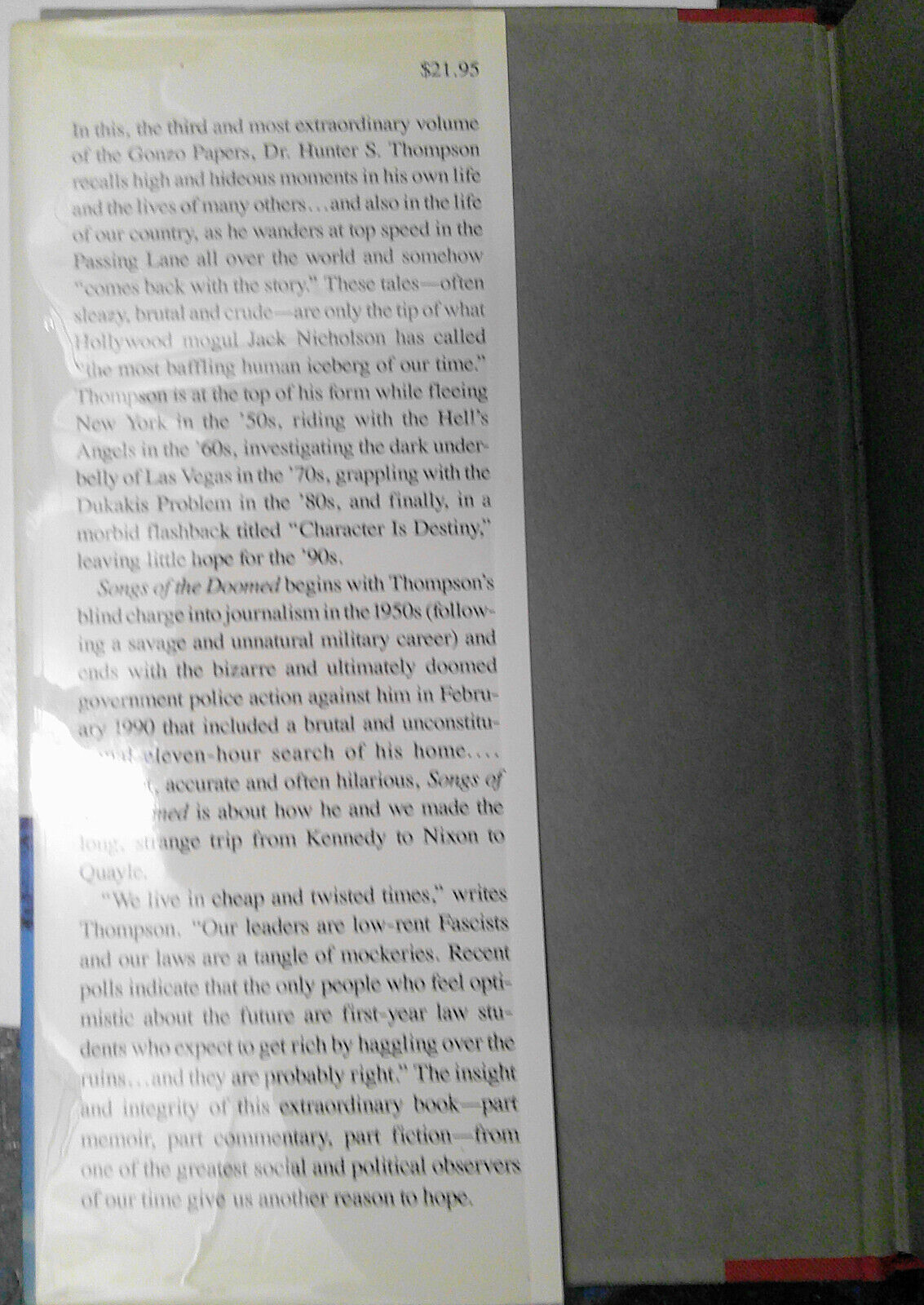 Hunter S. Thompson : Proud Highway, Songs of the Doomed + Bio. Hardcover 1st eds