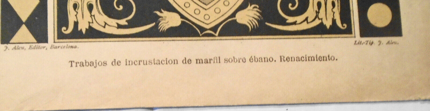 EUROPA - Trabajos de incrustiacion de marfil sobre ebano, Renacimiento -  1890