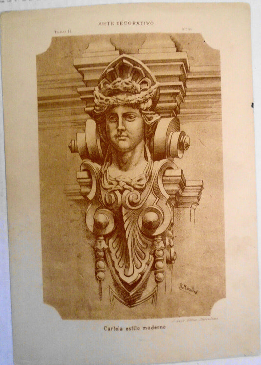 Arte decorativo : Cartela estilo moderno - lithograph ca 1890, J Seix, Barcelona