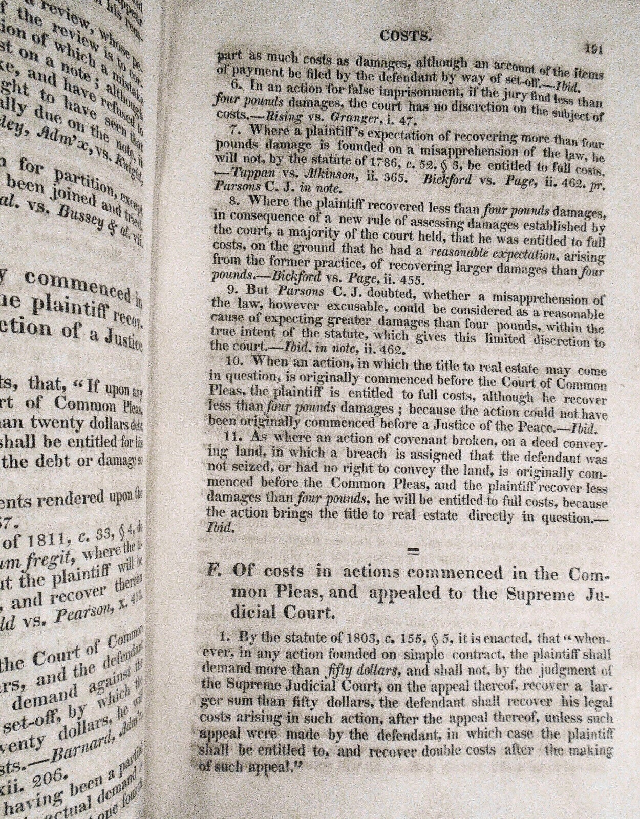 1818 Bigelow Digest of  cases in Supreme Judicial Court Massachusetts 1804 -1815