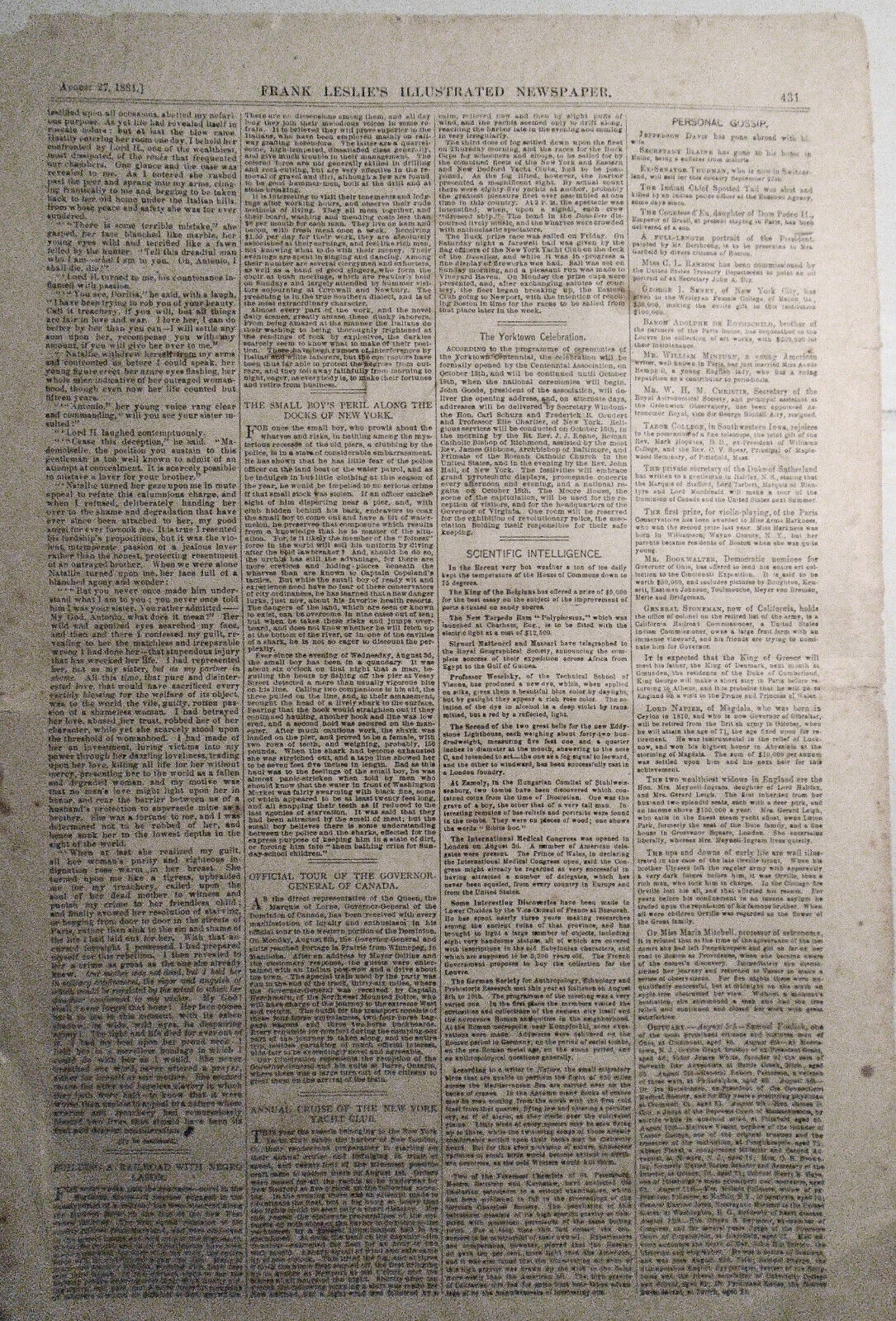 Construction By Negro Labor Of West Shore Railway; Monster Shark - Leslie's 1881