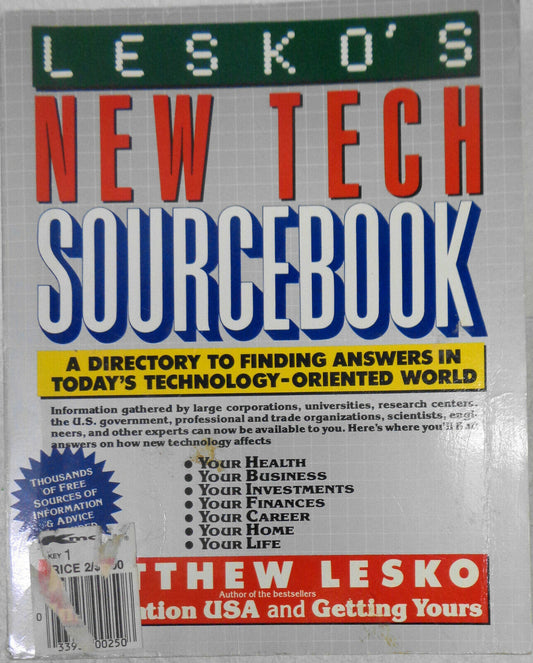 LESKO'S NEW TECH SOURCEBOOK: A DIRECTORY ... By Matthew Lesko, 1986