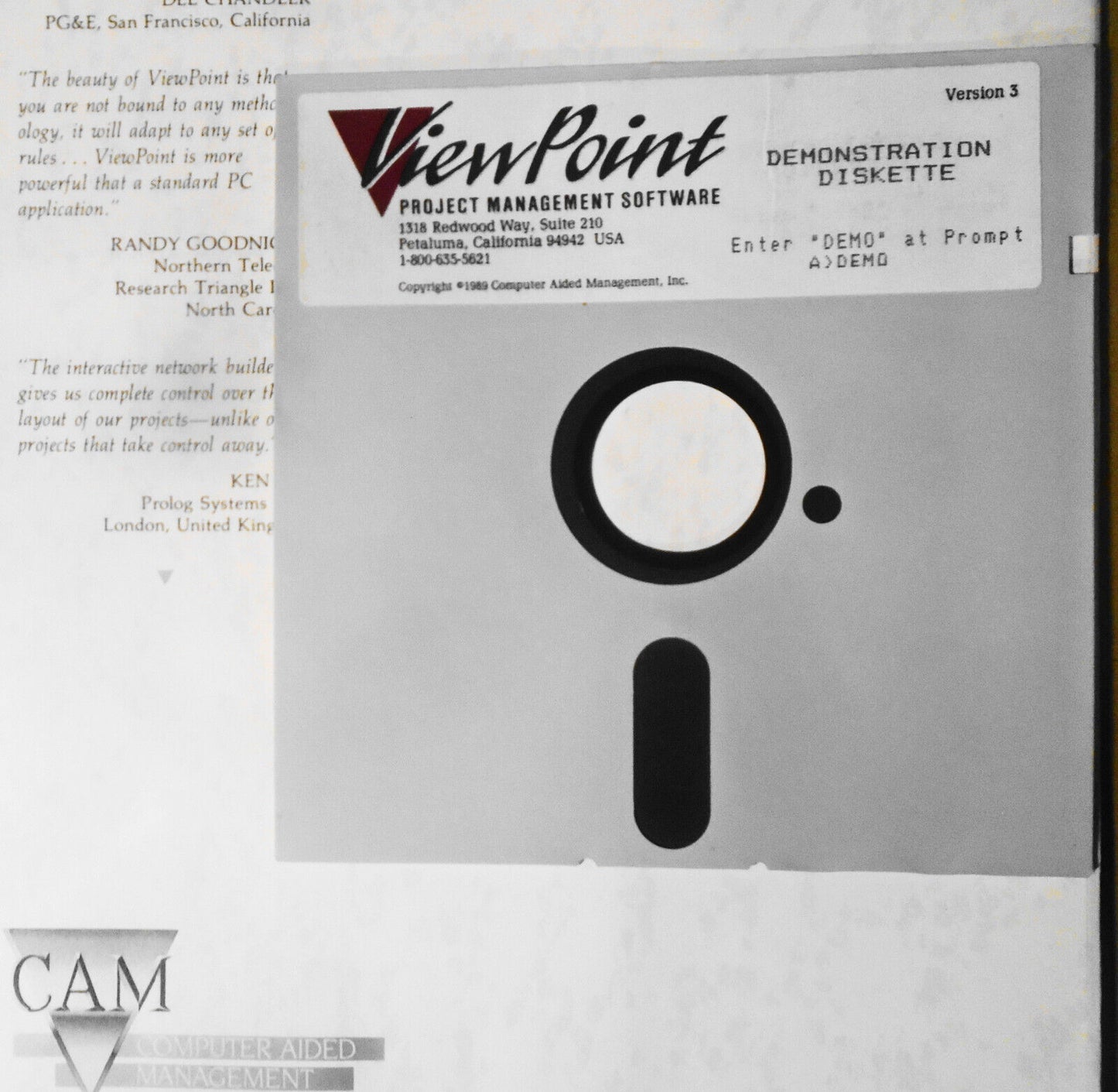 ViewPoint Project Management Software - Demo program 1989. 5 1/4 inch