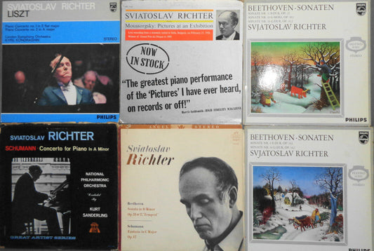 6 Sviatoslav Richter vinyl LP albums : Liszt, Moussorgsky, Beethoven, Schumann