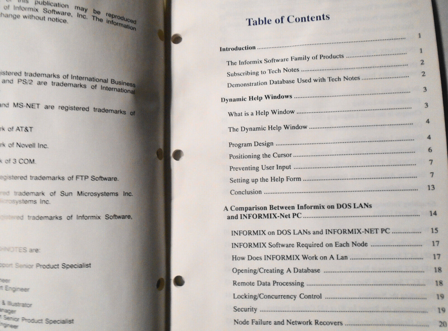 Informix Tech Notes, Winter 1988, and Summer 1989