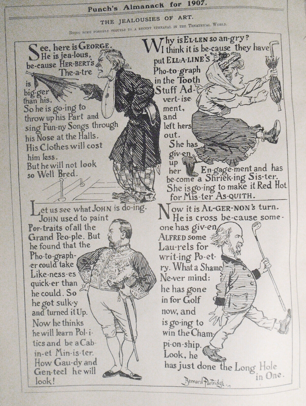 Punch Magazine, July-Dec 1907. Bound volume. With  1907 Almanac.