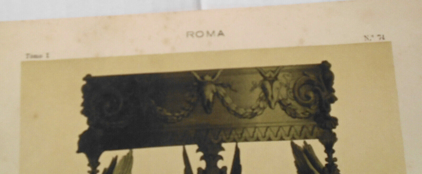 Roma: Tripode, altar o mueble para ceremonias religiosas  - litho ca 1890 J Aleu