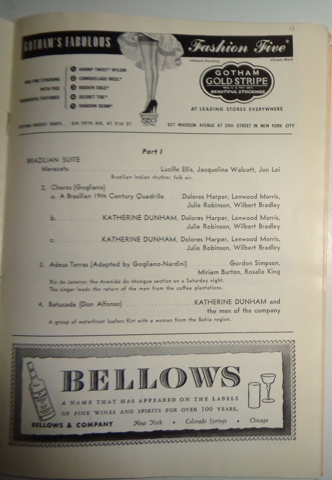 KATHERINE DUNHAM & HER COMPANY S. Hurok presents - THE PLAYBILL - APRIL 24, 1950