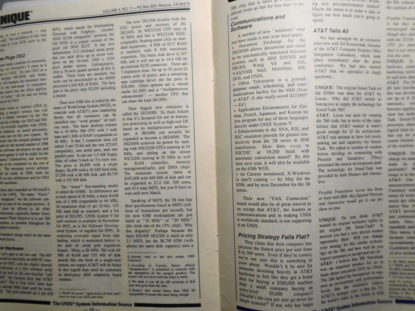 UNIQUE: The UNIX System Information Source,  Vol. 4, No.  11, October 1987