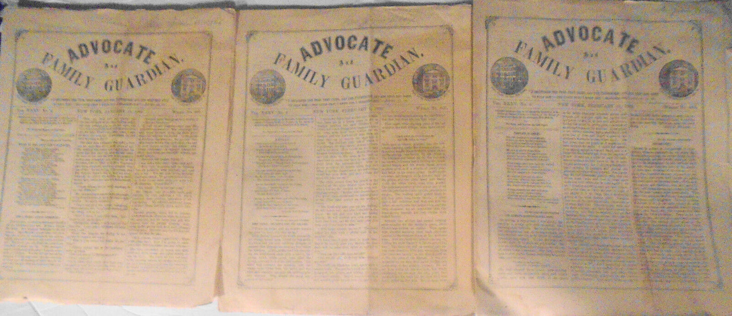 1869 Lot of 3 issues of  Advocate and Family Guardian