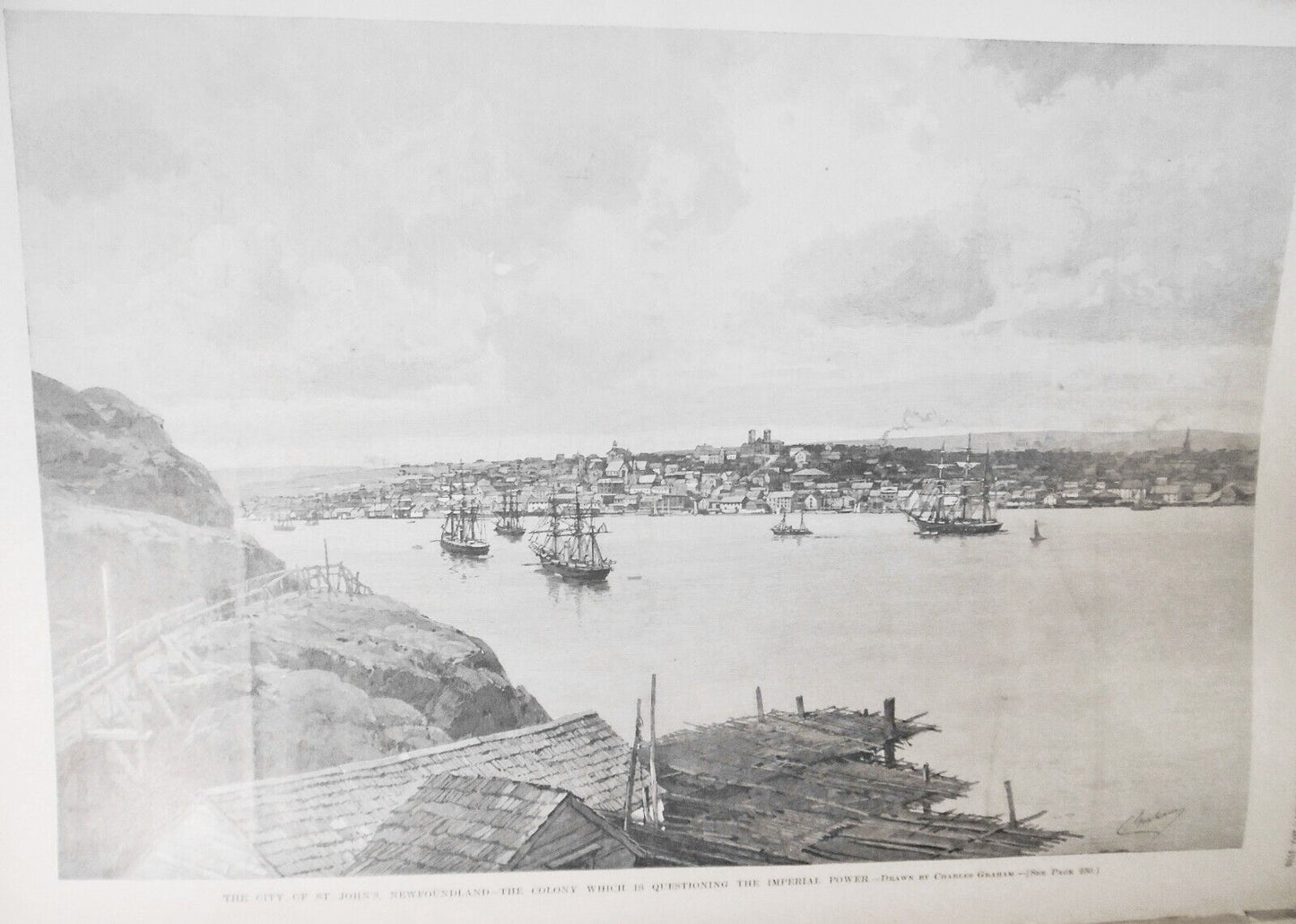 The City Of St. John’s Newfoundland - Harper's Weekly, 1891. Original print