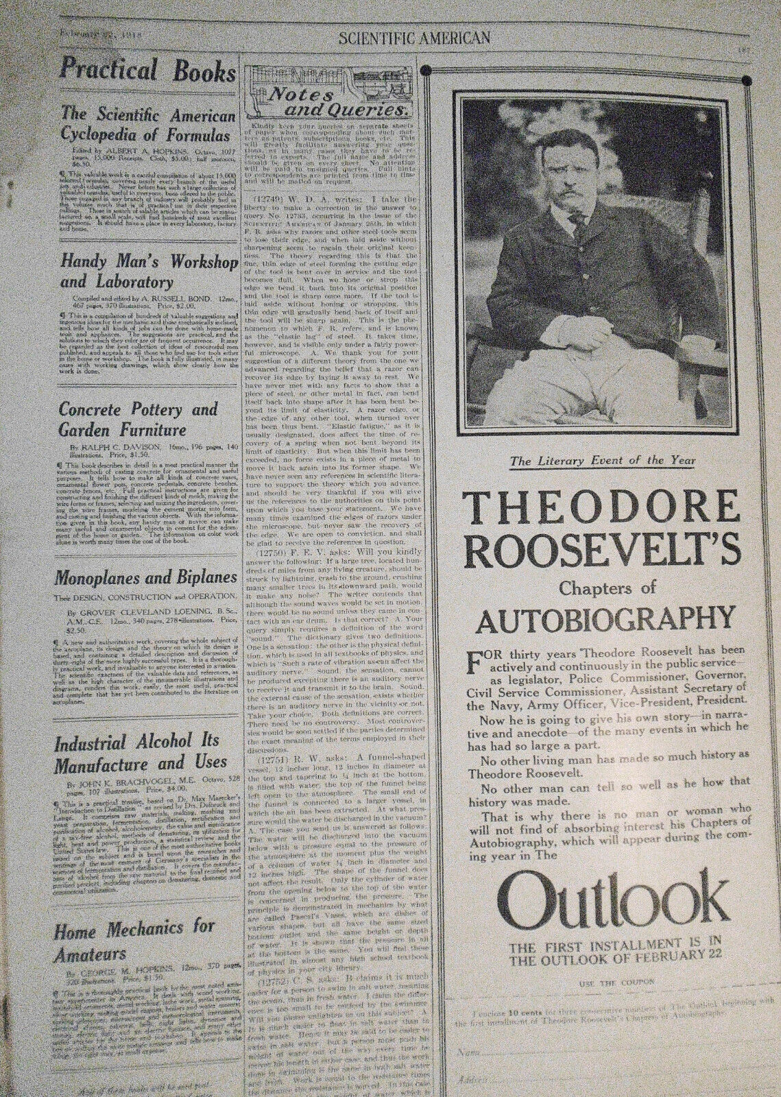 Scientific American - February 22, 1913 - Scott Expedition; Roosevelt ad; etc