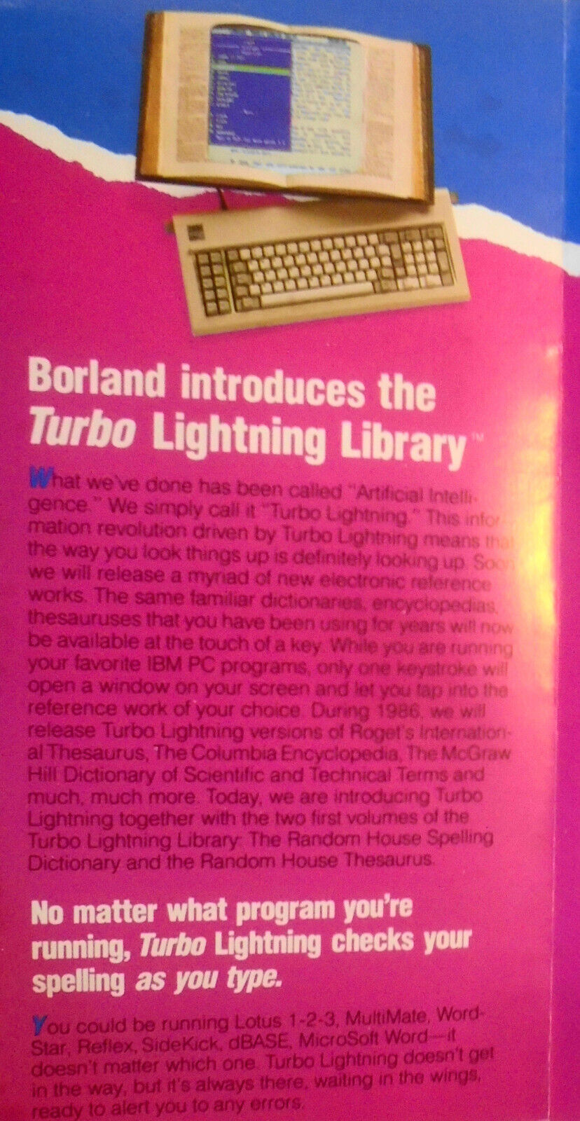 [Artificial intelligence] Borland Turbo Lightning announcement brochure [1985].