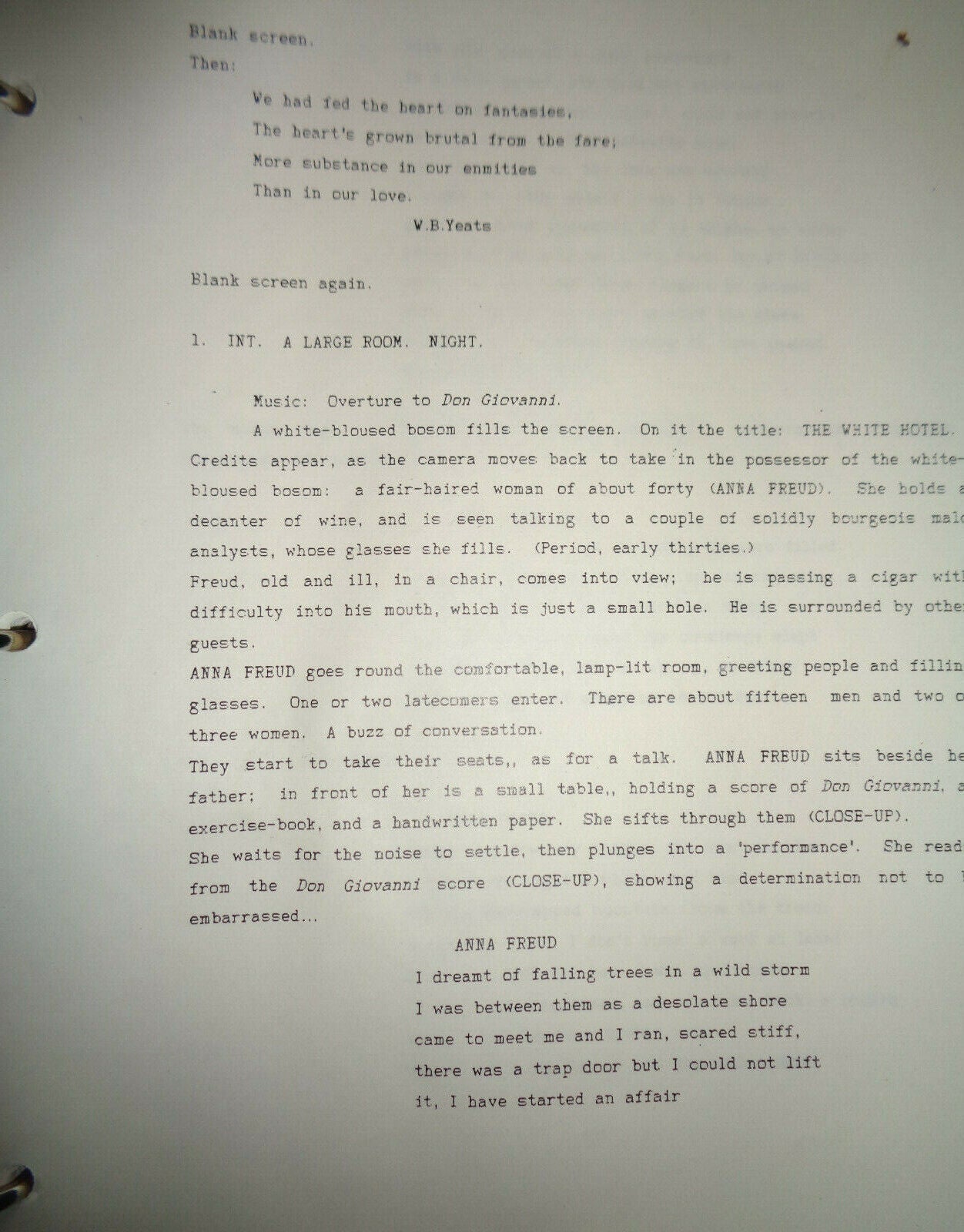 D. M. Thomas - THE WHITE HOTEL - second draft screenplay, unpublished