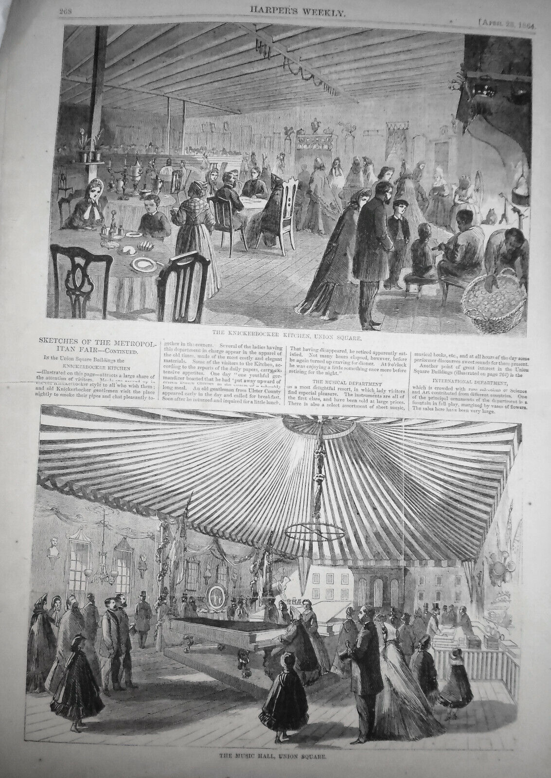 Harper's Weekly April 23, 1864 : Metropolitan Fair, NY - Original complete issue