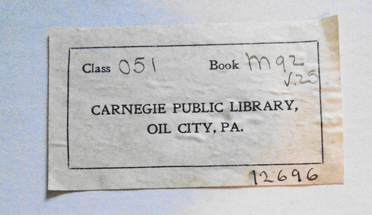 Carnegie Public Library, Oil City, PA - Ex-libris Bookplate - 19 century