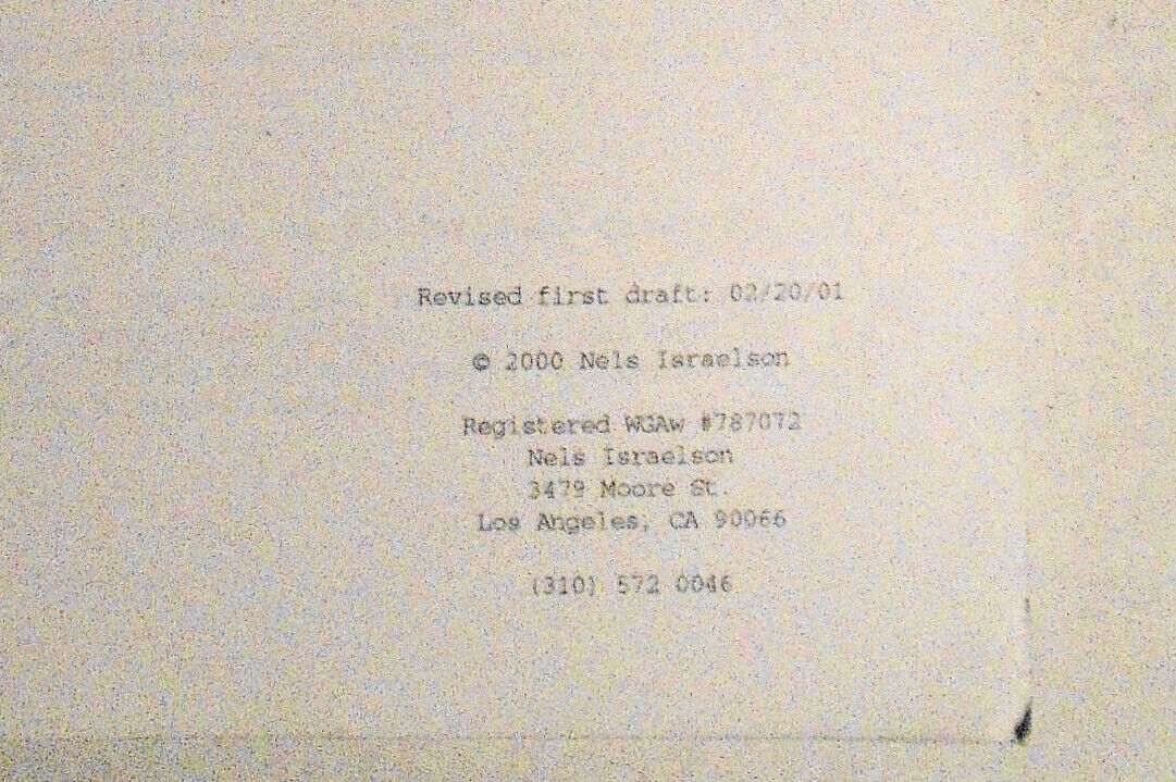 The Within, by Nels Israelson, 2001. Original Screenplay. Revised First Draft