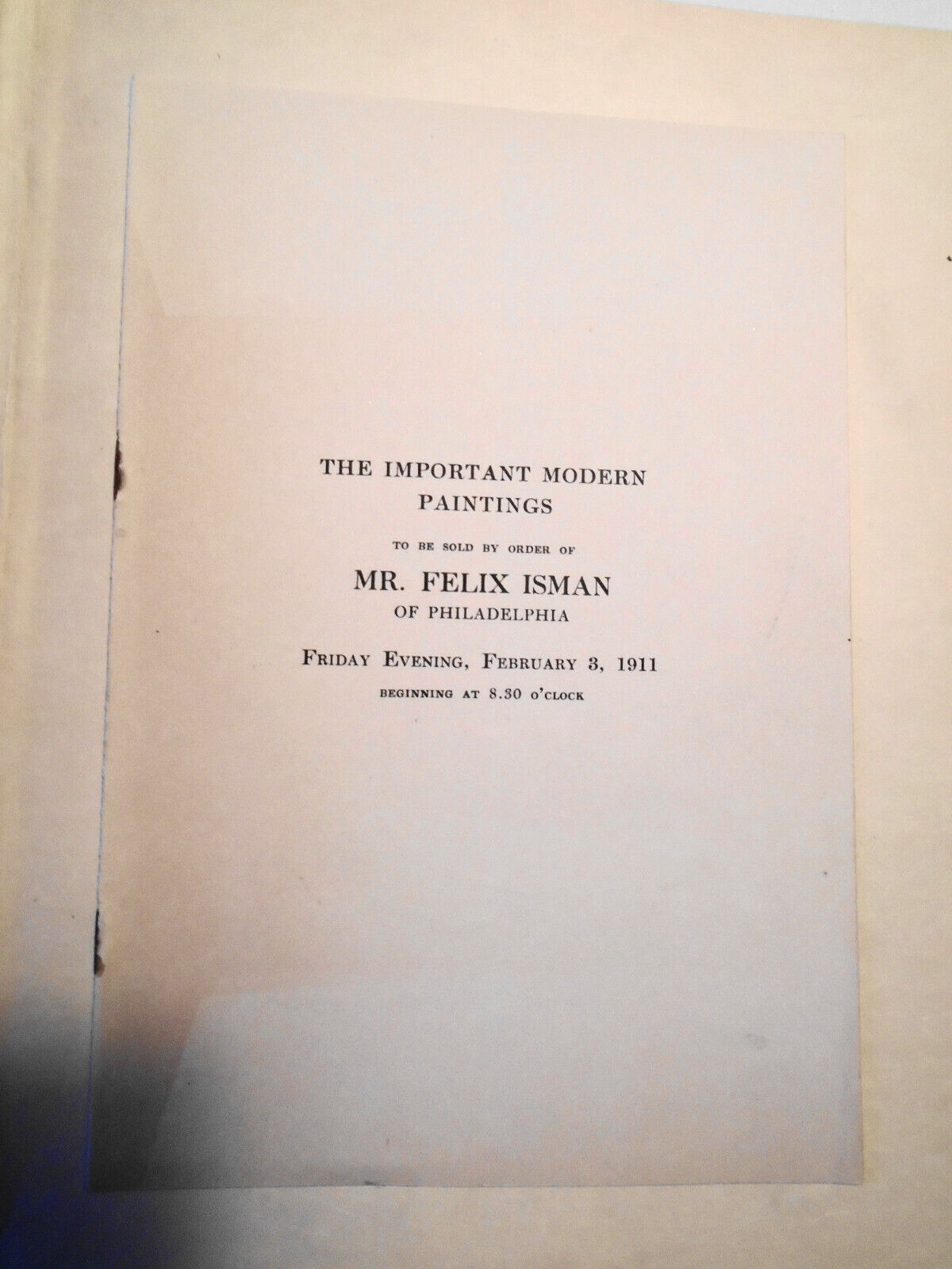 1911 Catalogue of important modern paintings Felix Isman -American Art Galleries