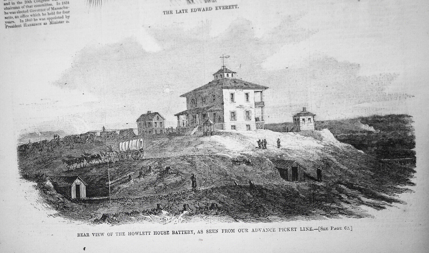 The Late Edward Everett /Howlett House Battery. Harper's Weekly January 28, 1865